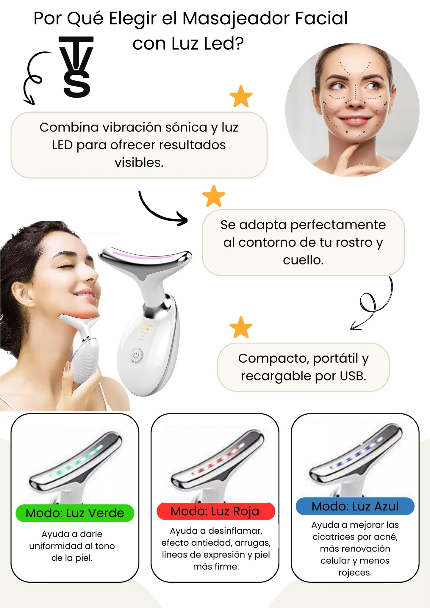 LumiSkin™ Masajeador Facial Led